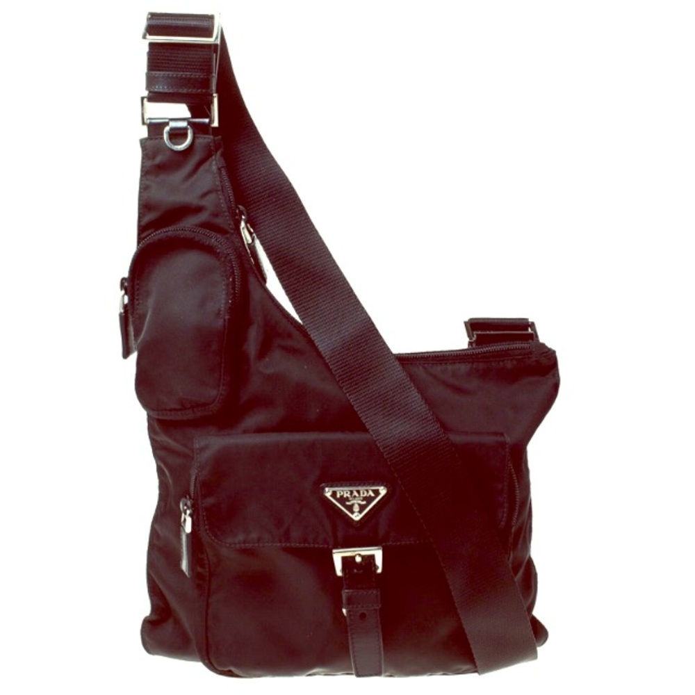 Prada Black Nylon and Leather Crossbody Bag